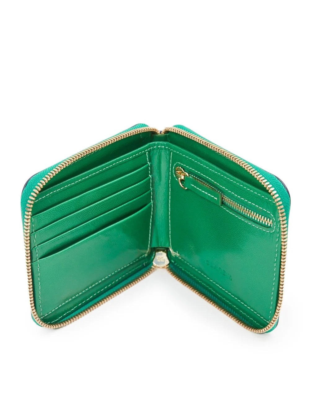 Clare V Navy Wallet with Red Stripe and Teal Zipper